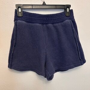 Aerie Waffle Knit Relaxed Cotton Navy Blue Shorts